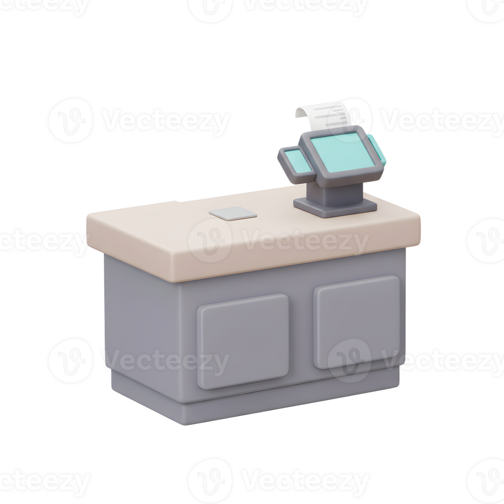 Simple 3D Rendered Checkout Counter Pastel Colors png