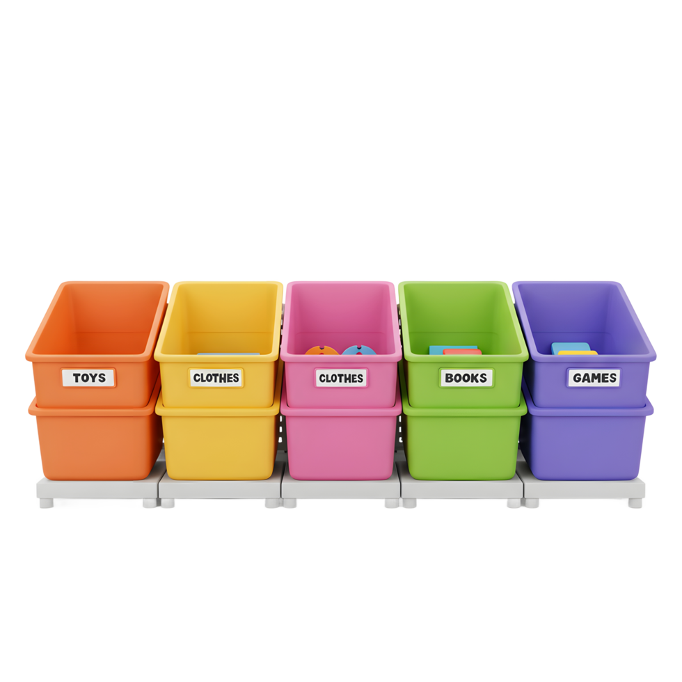 Colorful Stackable Storage Bins Toys Clothes Books Games Organization png