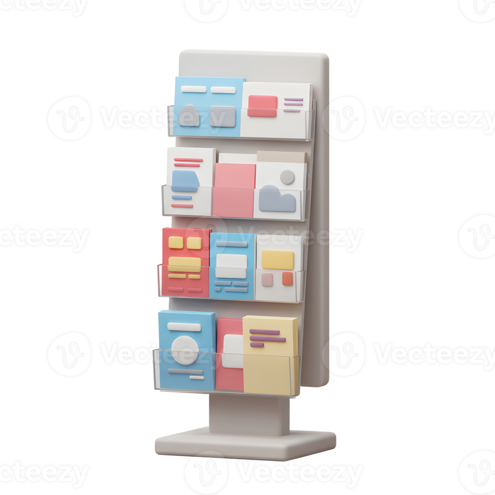 Pastel Brochure Display Stand Colorful 3D Rendered Design png