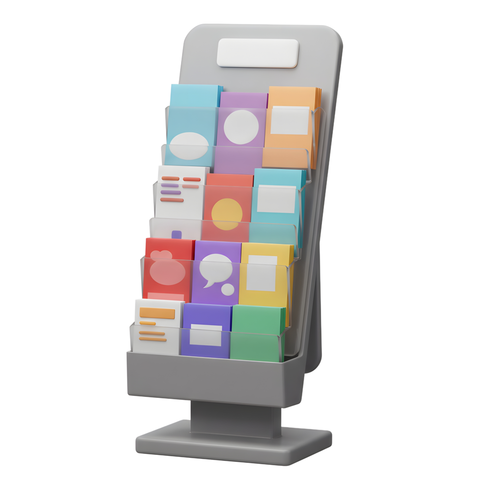 Modern Brochure Display Stand Colorful Pamphlets Rack png