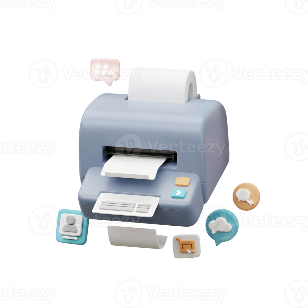 Modern Pastel Printer 3D Render Social Media Icons png