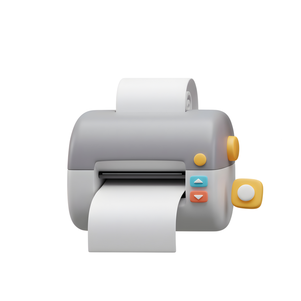 Cute Cartoon Printer 3D Model Social Media Icons png