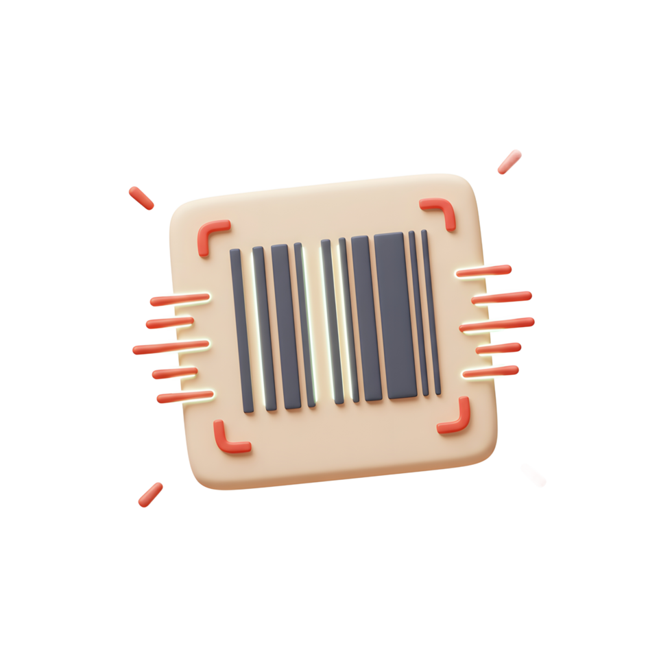 Scannable Bar Code Beige Label 3D Render Design png