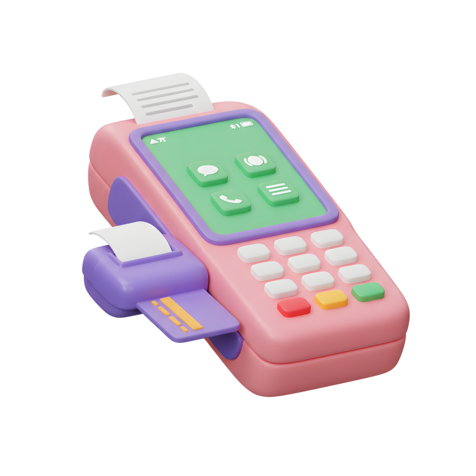 Pastel Pink POS Terminal Digital Payment Device Receipt Printer png