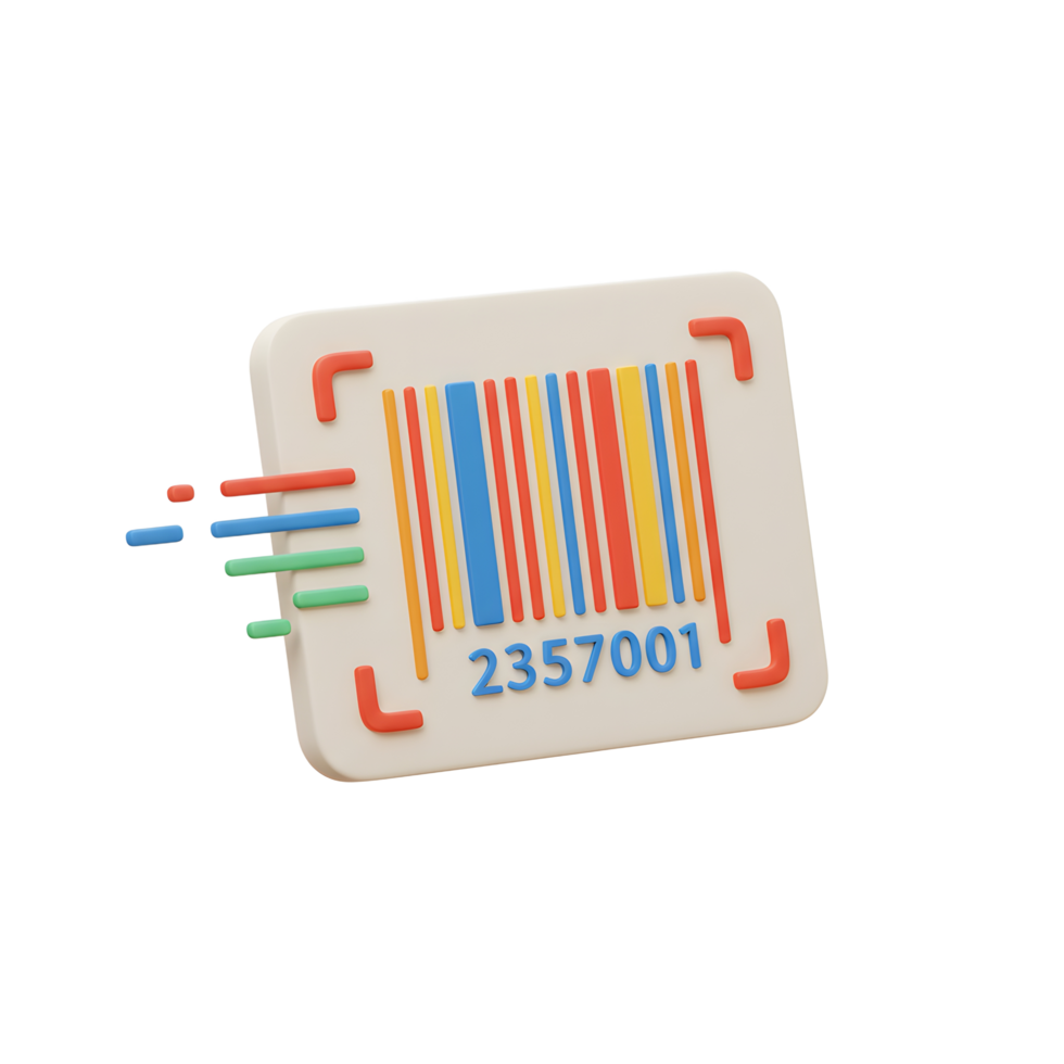 Colorful Bar Code Scanning 3D Render Modern Design png