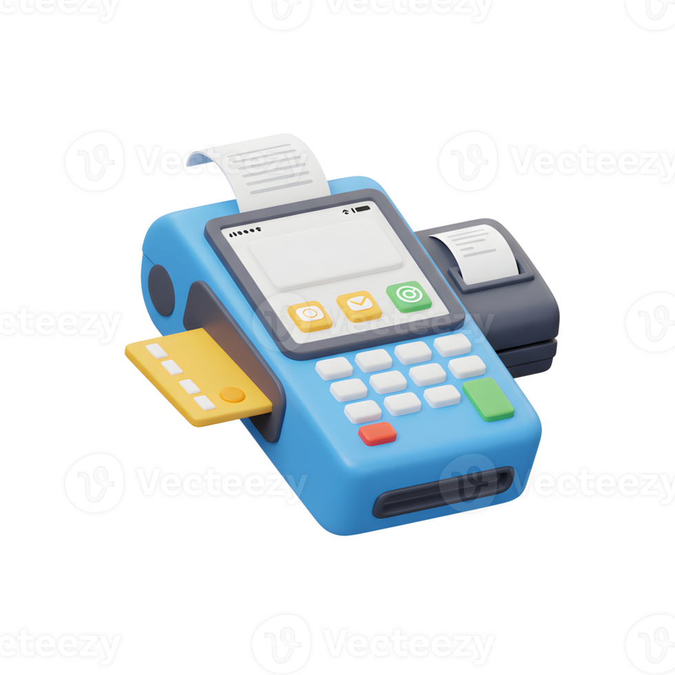 Blue Digital Payment Terminal Credit Card Transaction Modern Design png