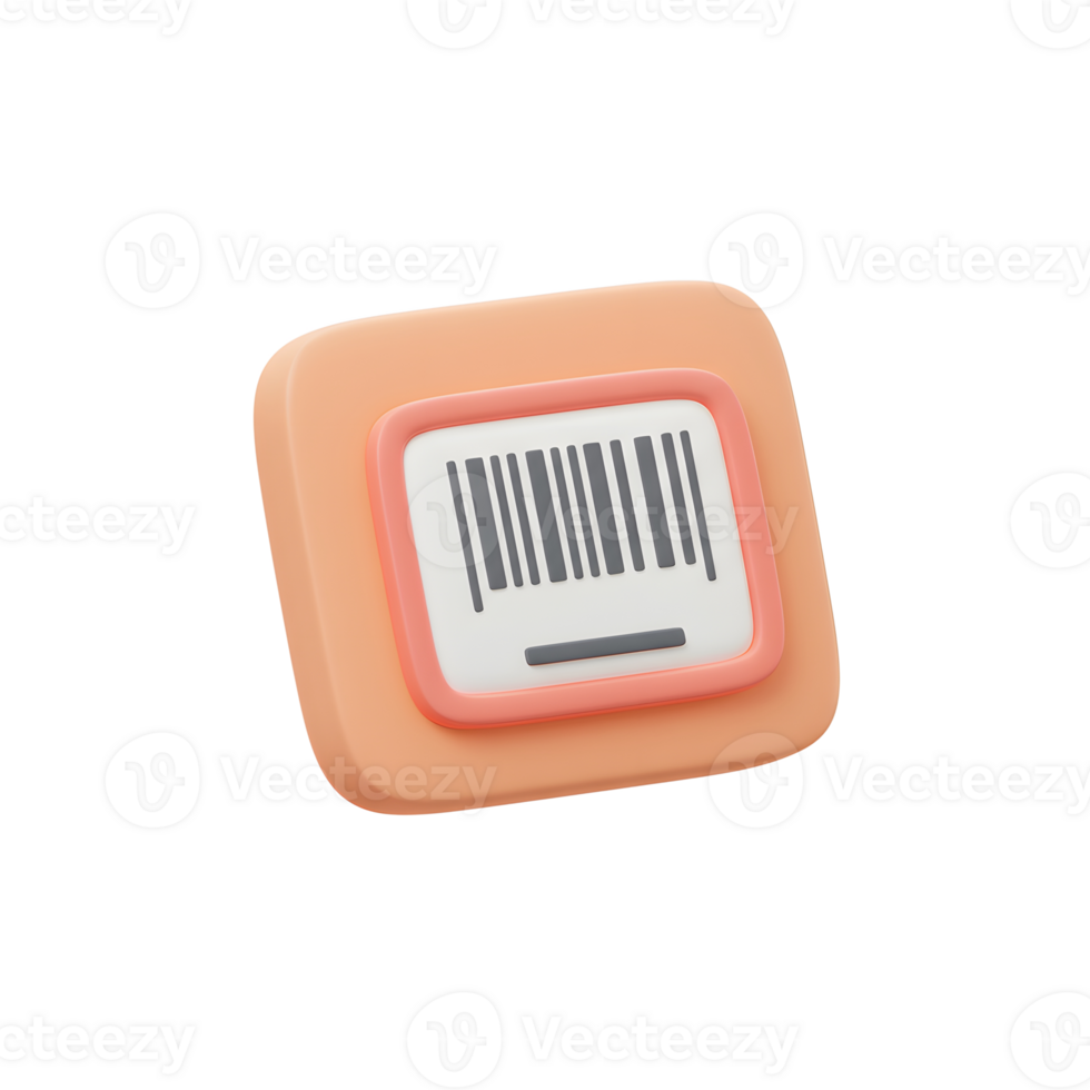 Peachy Orange 3D Barcode Icon Simple Design Retail Tag png