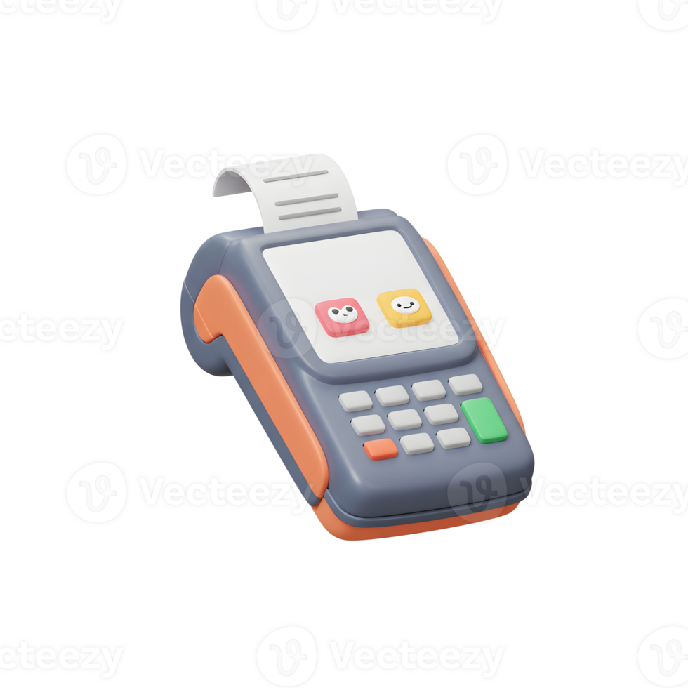Cute Cartoon Payment Terminal Happy Emojis Receipt Display png