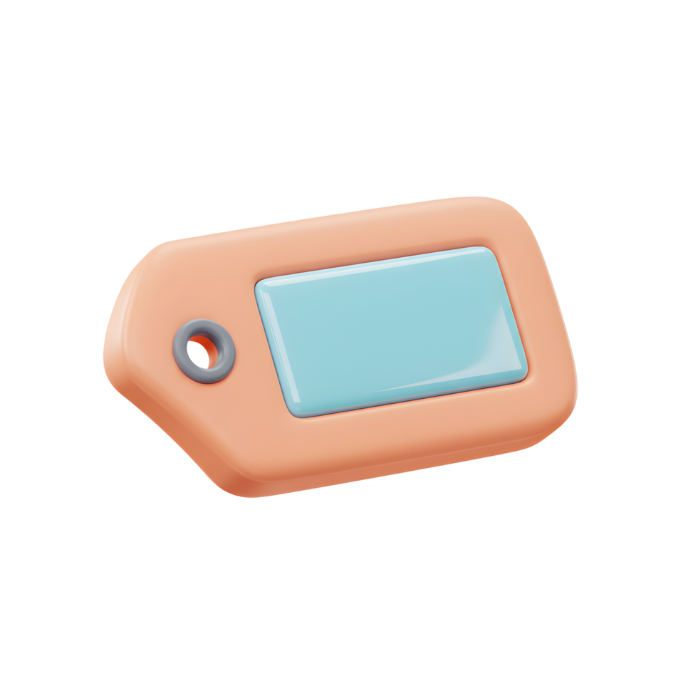 Peach Colored Tag Light Blue Label Blank Space 3D Render png
