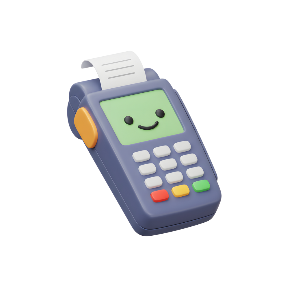 Happy Cartoon Credit Card Machine Payment Terminal Device png