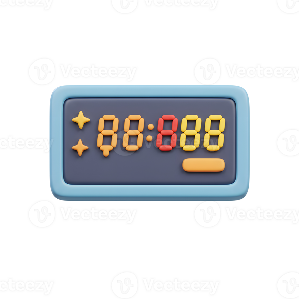 Colorful Digital Retro Timer Displaying 888888 png