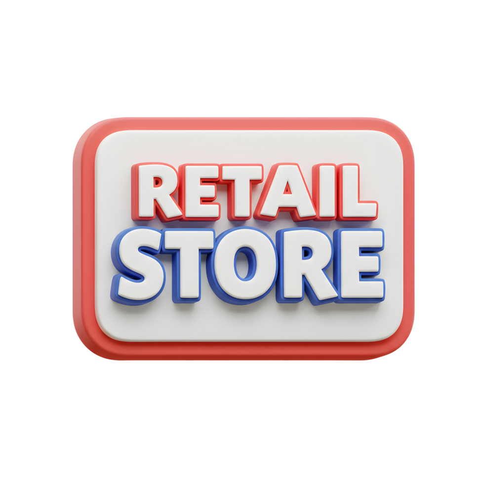 Retail Store Sign 3D Render Colorful Bold Text png