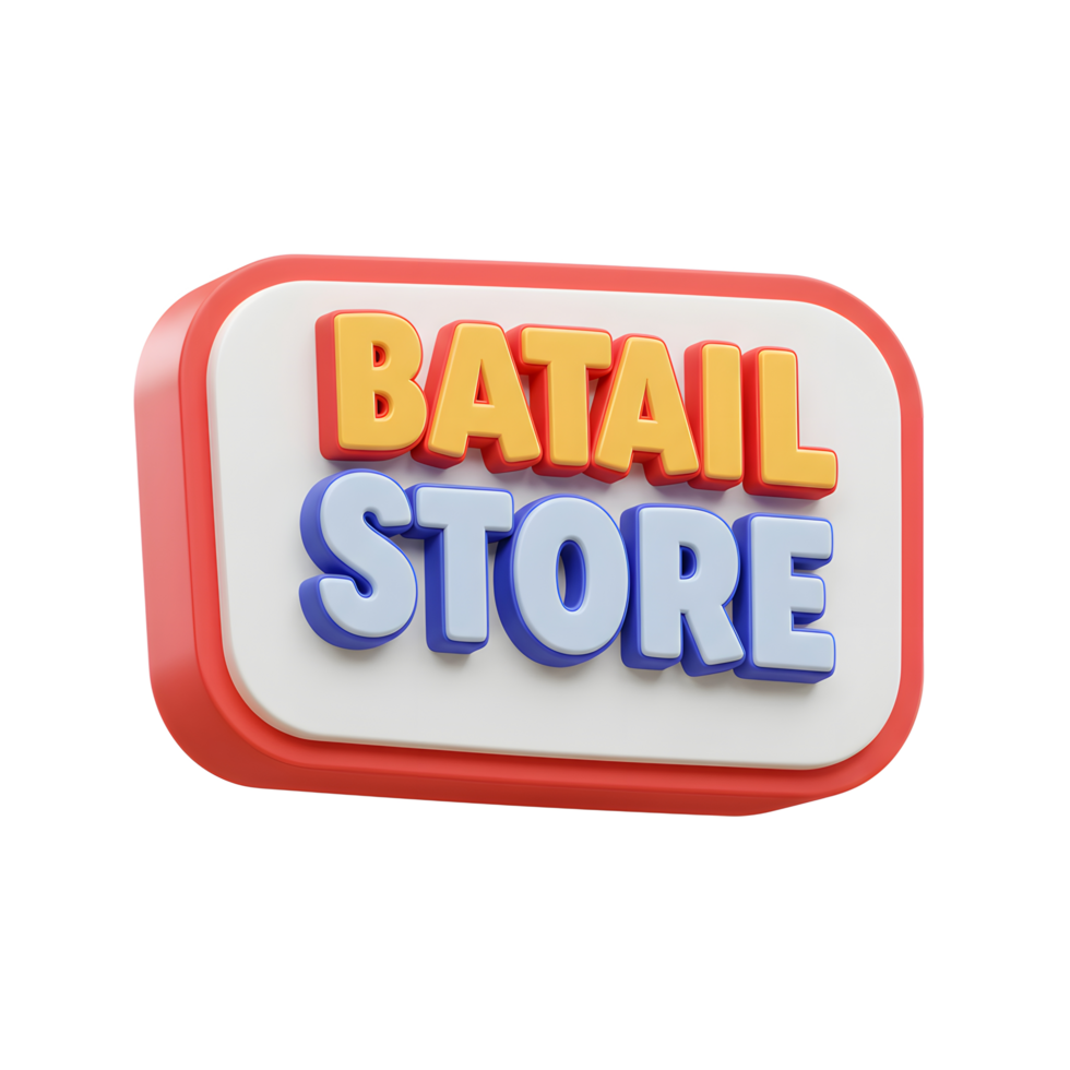 Batail Store Colorful 3D Sign Retail Branding Design png