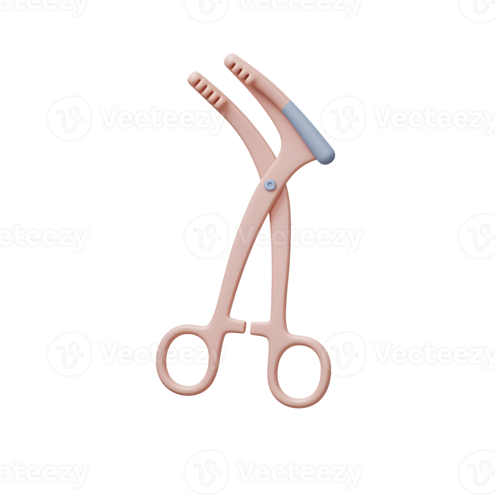 Pink Medical Forceps 3D Render Detailed Design png