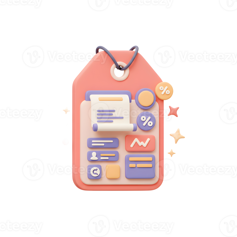 Pink 3D Tag UI Data Analytics Report Design png