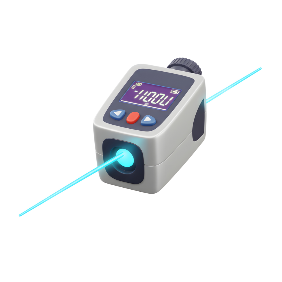 Digital Laser Distance Meter Displaying Measurement Modern Device png