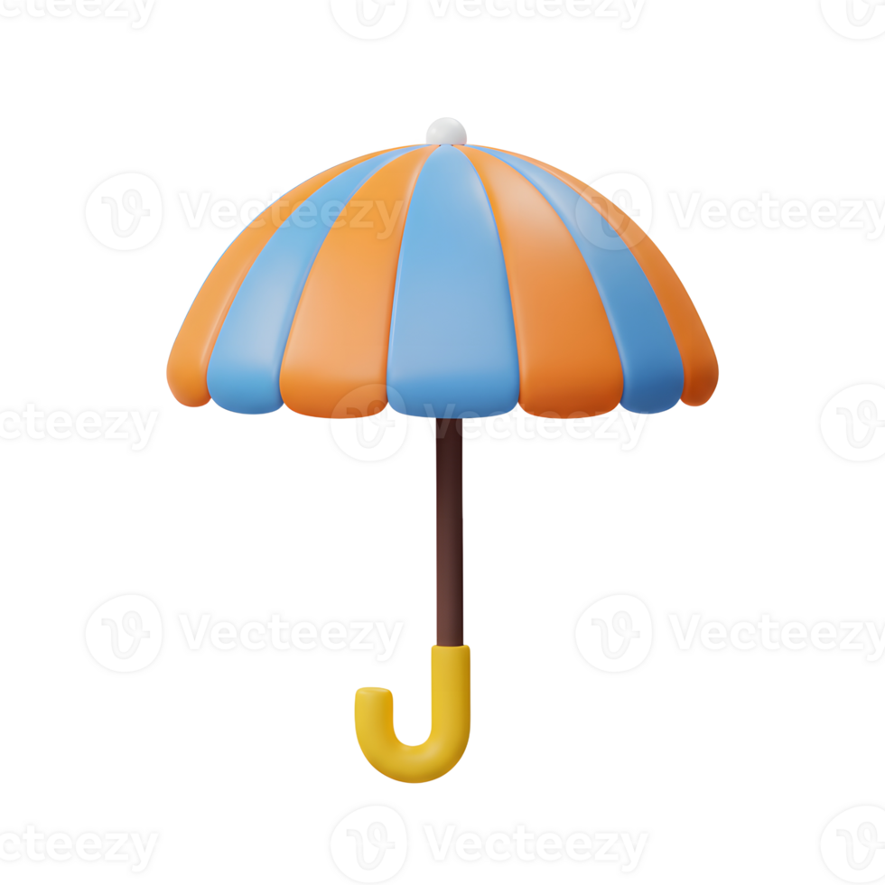Colorful Umbrella Illustration Blue and Orange Stripe Design Isolated png