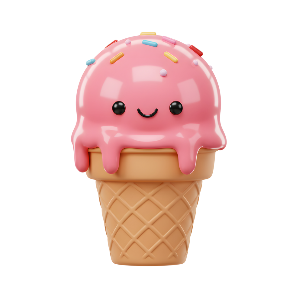 Sprinkled Ice Cream Cone With Pink Heart Frame Sprinkled Ice Cream Cone With Pink Heart Frame