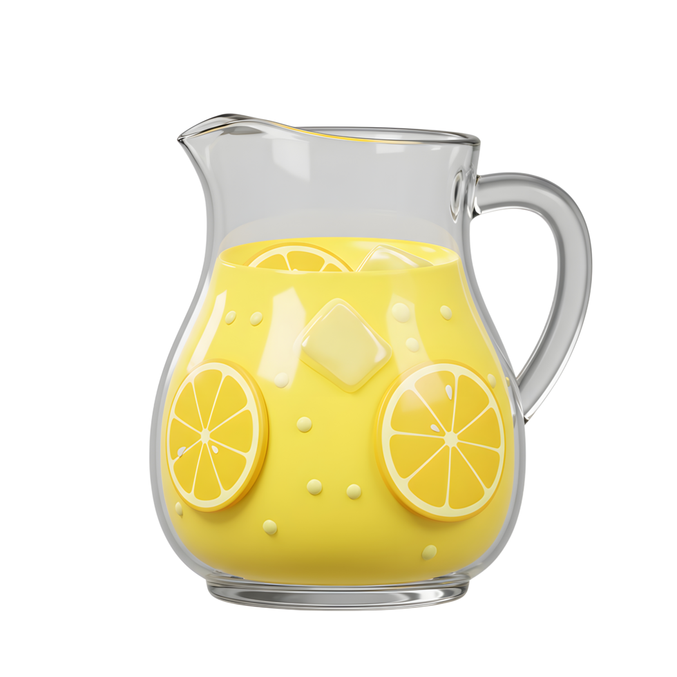 Refreshing Lemonade Pitcher with Ice Cubes and Lemon Slices Illustration png
