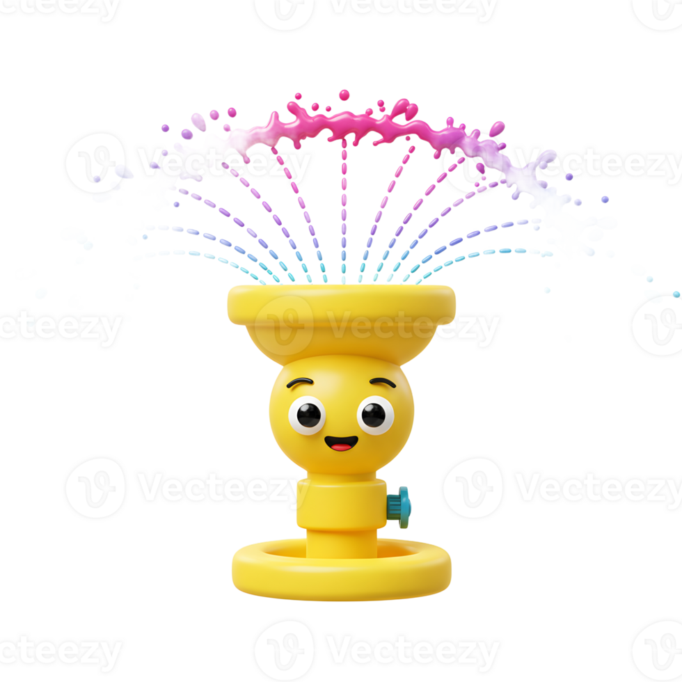 Sprinkler Spraying Colorful Water with a Smiling Face Design png