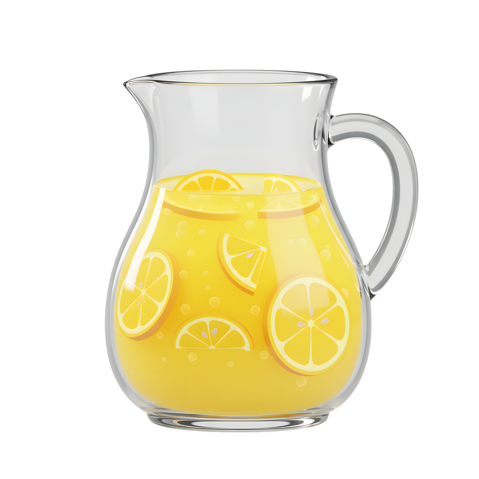 Refreshing Lemonade in Glass Pitcher with Floating Lemon Slices png