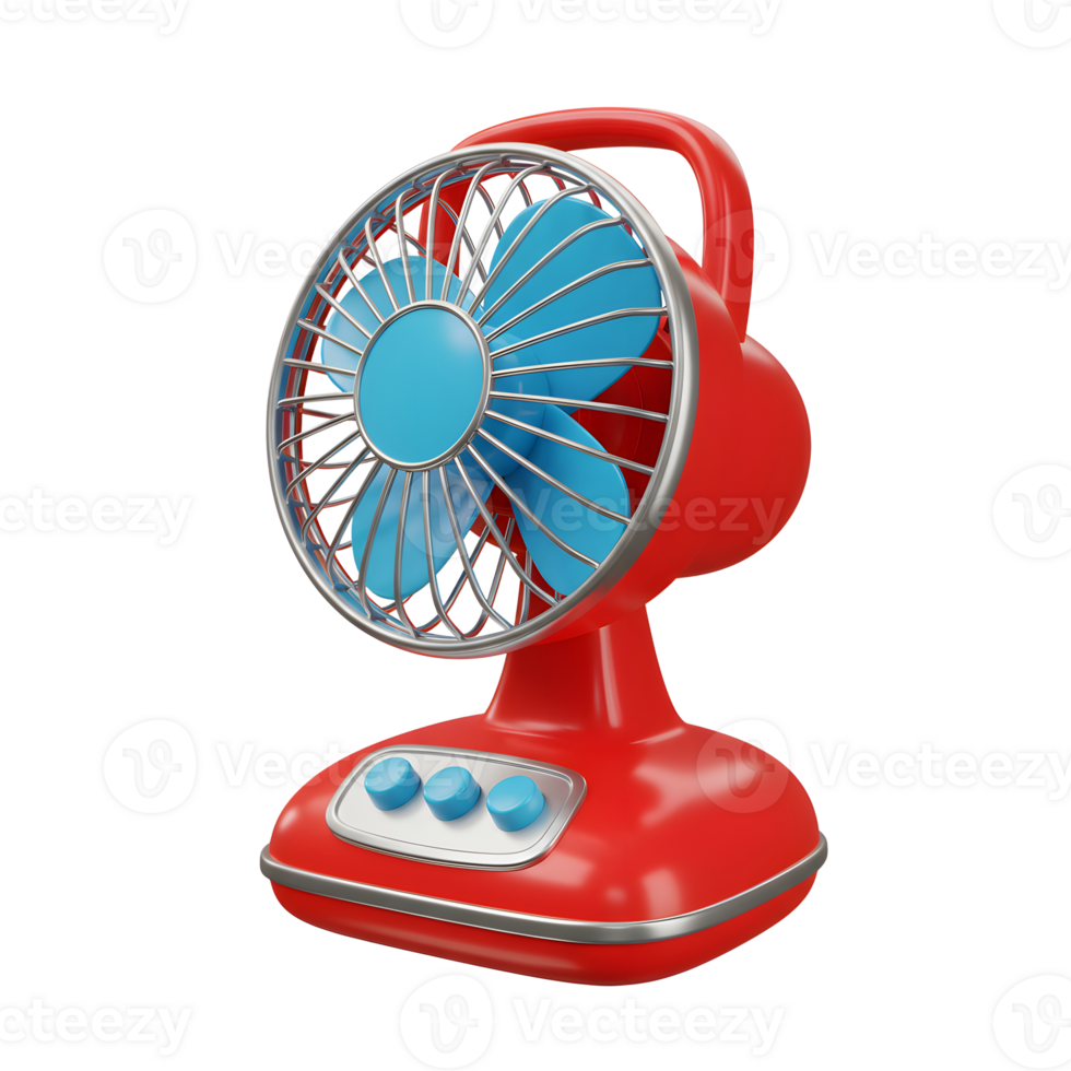 Red Table Fan Cooling Appliance on White Background Studio Shot png