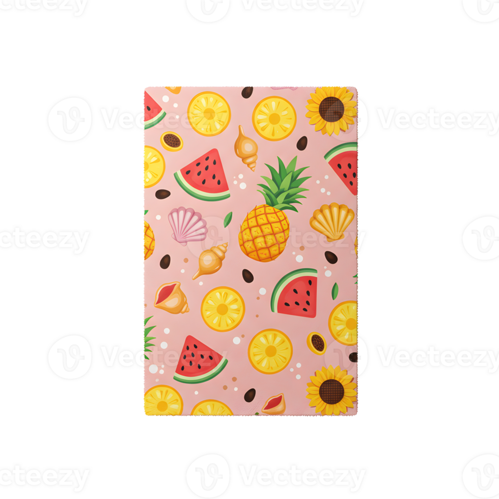 Tropical Fruit and Shell Pattern on Pink Background for Summer png