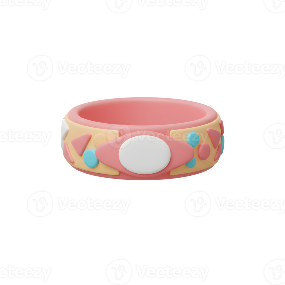 Cute Pastel Ring with Geometric Shapes Design on White Background png