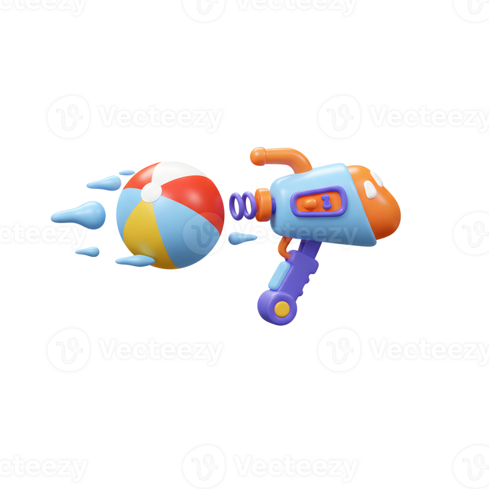 Shooting Beach Ball with Water Gun Cartoon Isolated on White png
