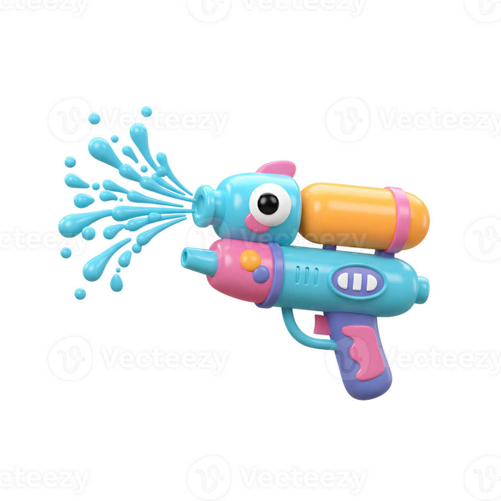 Cartoon Water Gun Shooting Water Colorful Toy for Summer Fun png