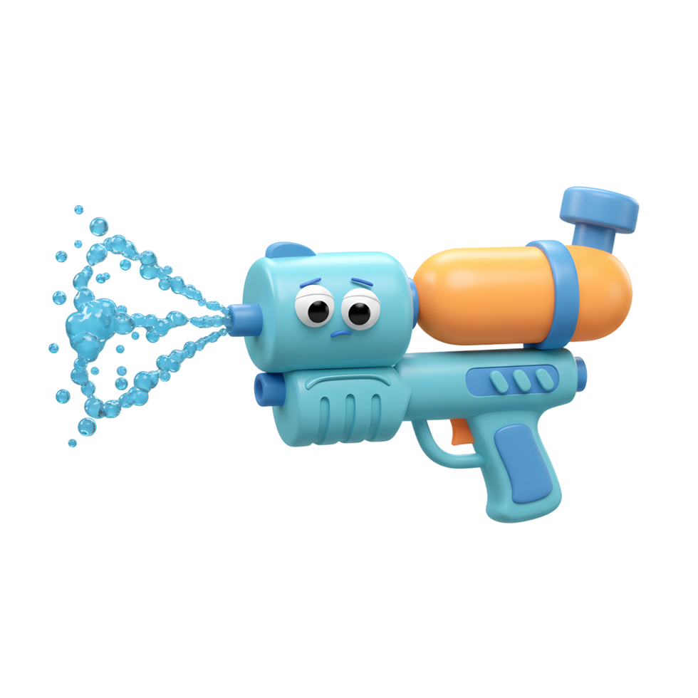 Shooting Water from a Funny Toy Water Gun with Expression png