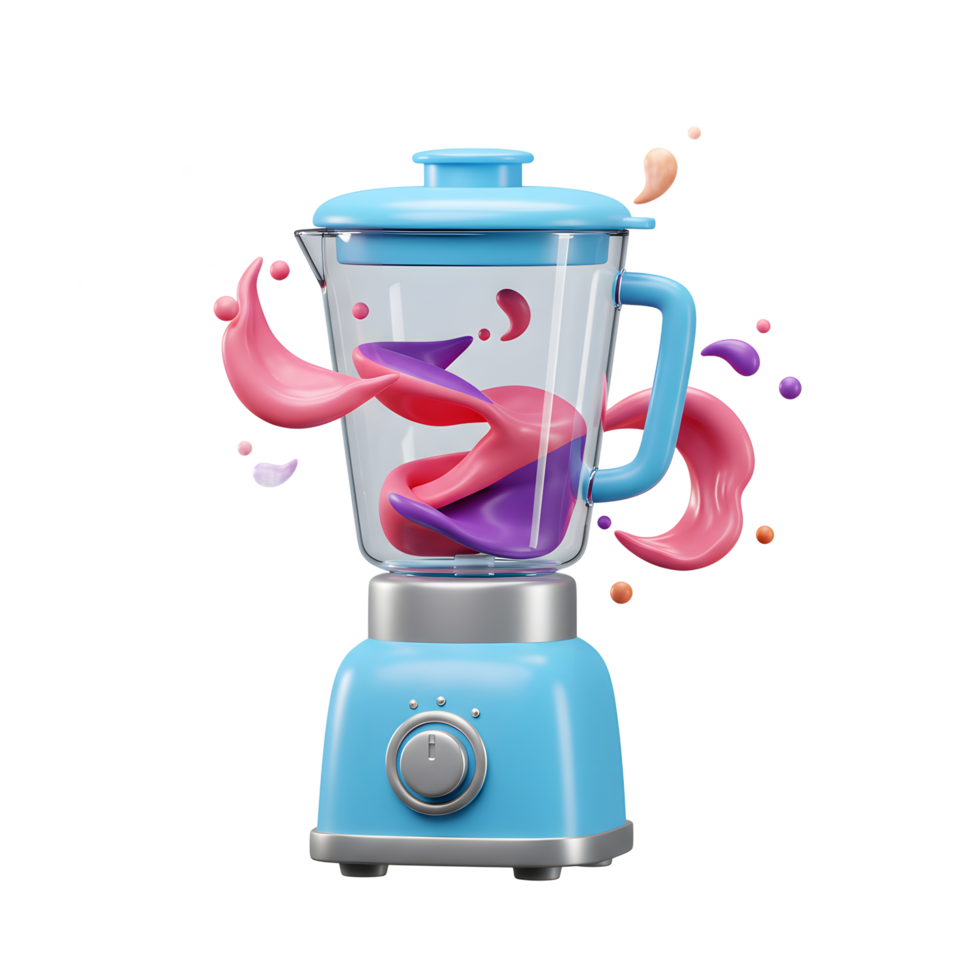 Blending Colorful Liquid inside Kitchen Blender Appliance for Smoothie Making png