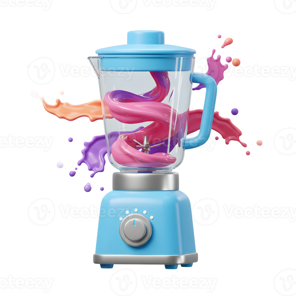 Preparing Smoothie with Colorful Liquid Splashing Out of a Home Blender png