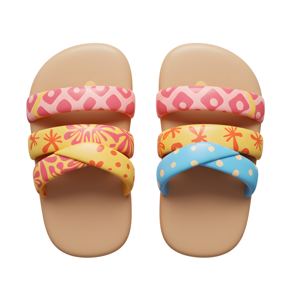Colorful Summer Sandals with Patterned Straps for Vacation Style png
