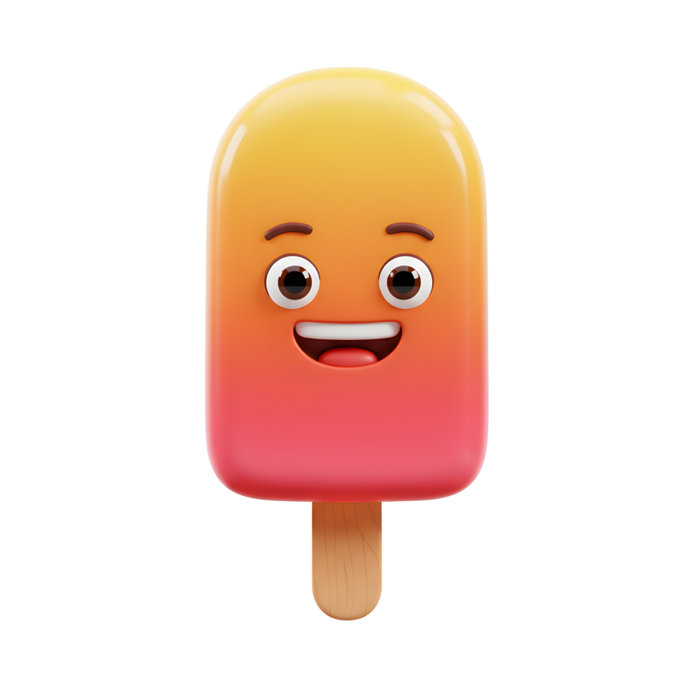 Cheerful Ice Pop with Gradient Color and Funny Smiling Face png