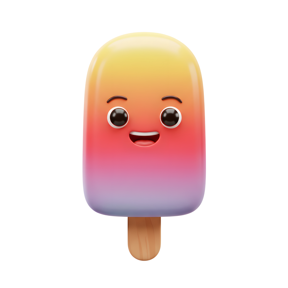 Smiling Ice Cream Pop with Colorful Gradient and Happy Expression png