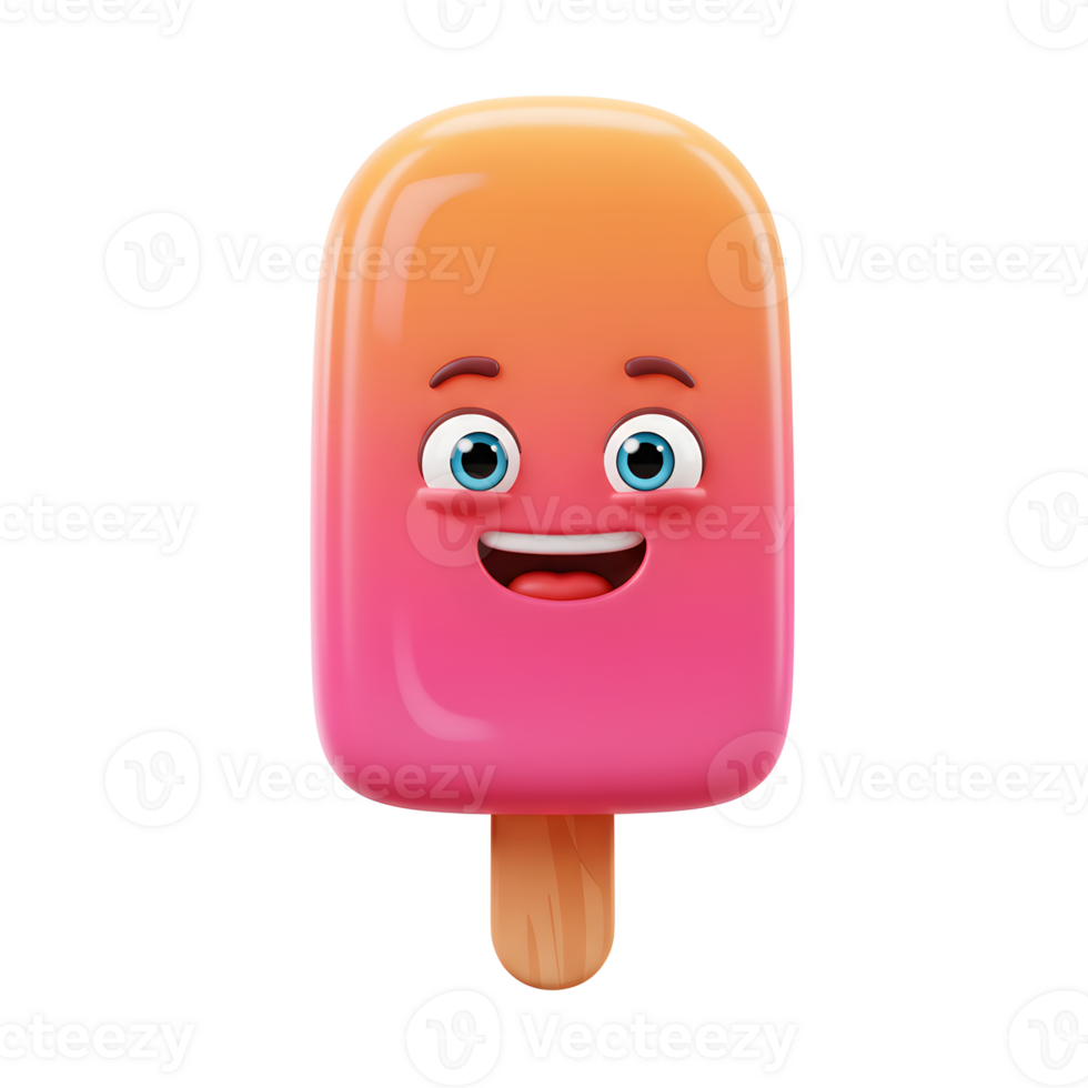 Cartoon Ice Cream Character with Smiling Face against White Background png
