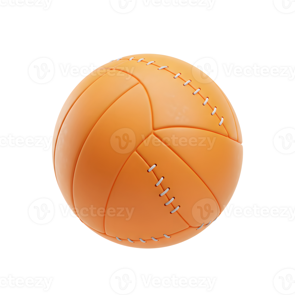 Orange Round Ball with Seams Isolated on White Background png