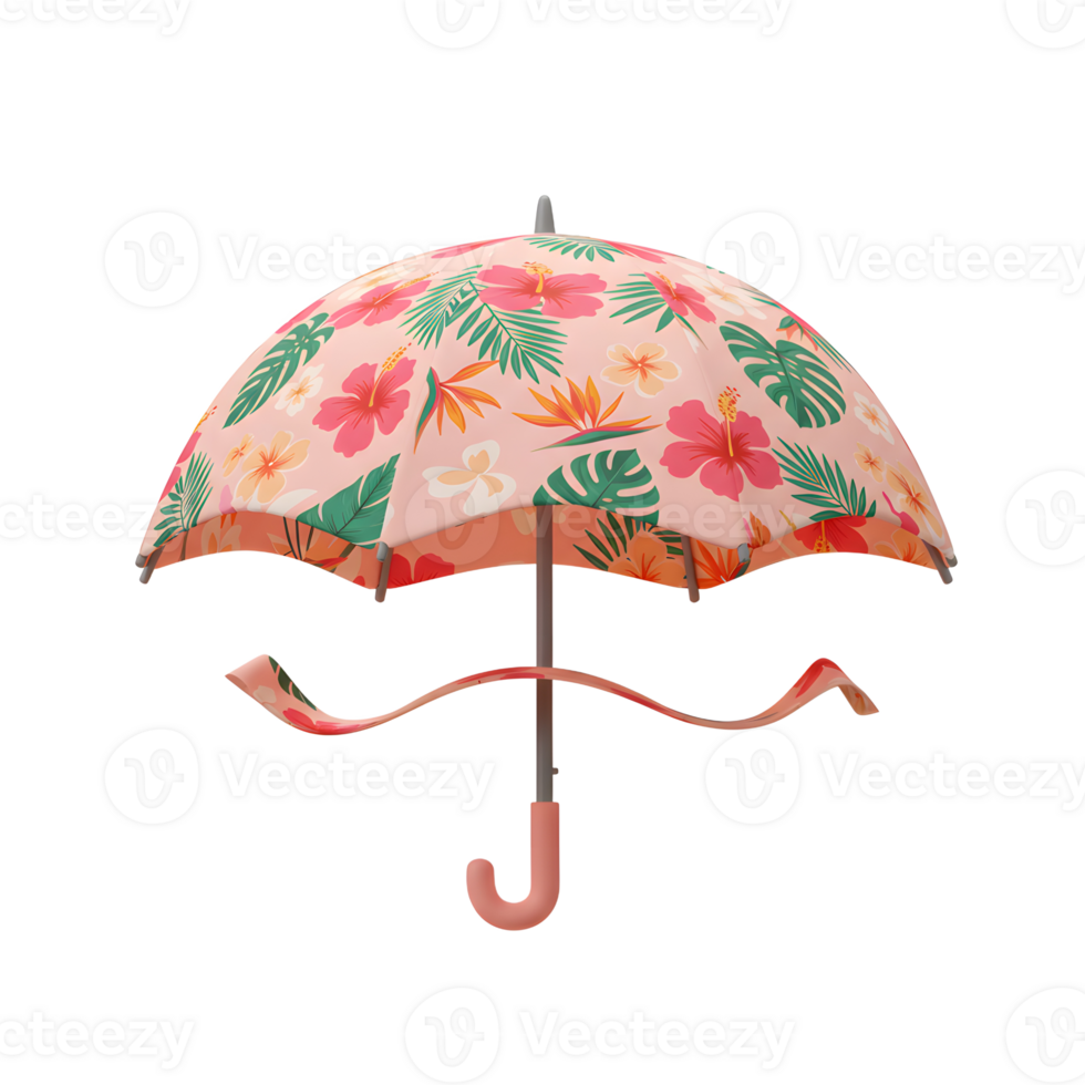 Open umbrella with floral pattern illustration against a white background png