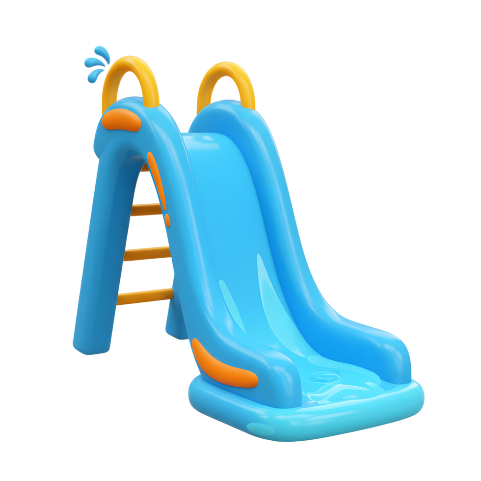 Blue and Yellow Slide with Water Splash for Children Fun png
