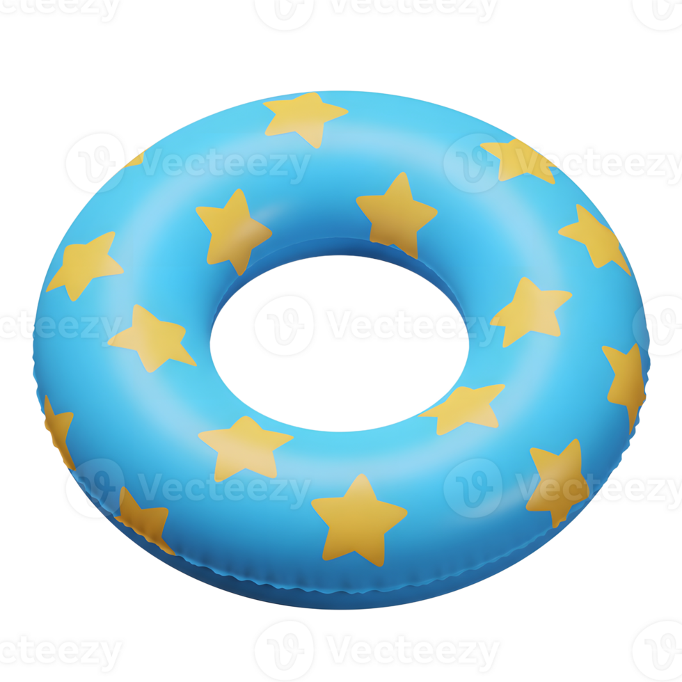 Isolated Blue Swim Ring with Yellow Stars Summer Fun png