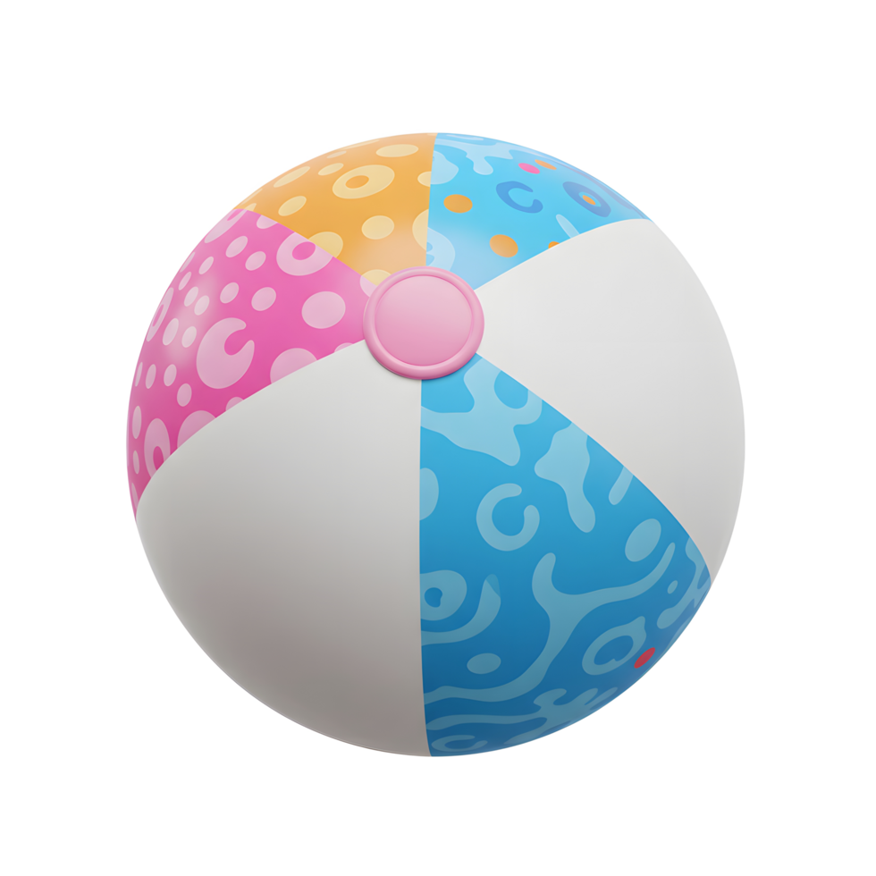 Floating Beach Ball with Colorful Panels and Playful Pattern Design png