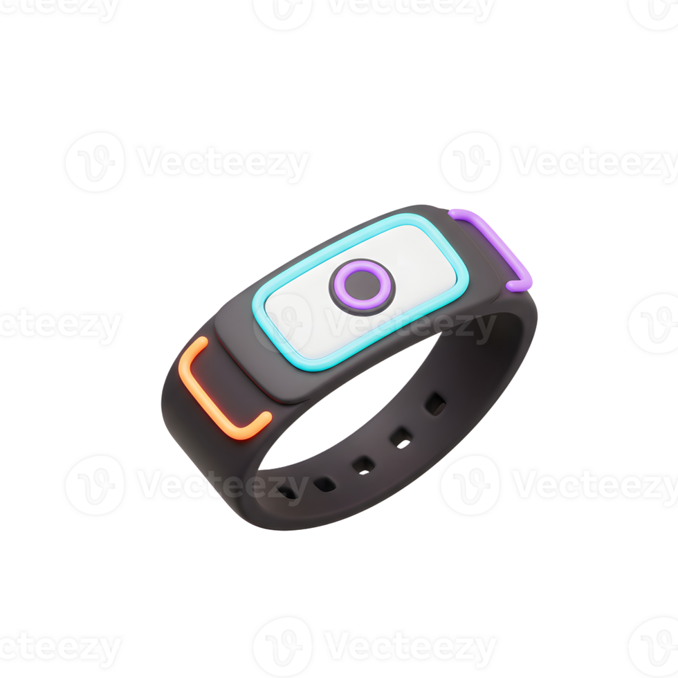 Wristband Fitness Tracker Device with Colorful Accents Isolated on White png
