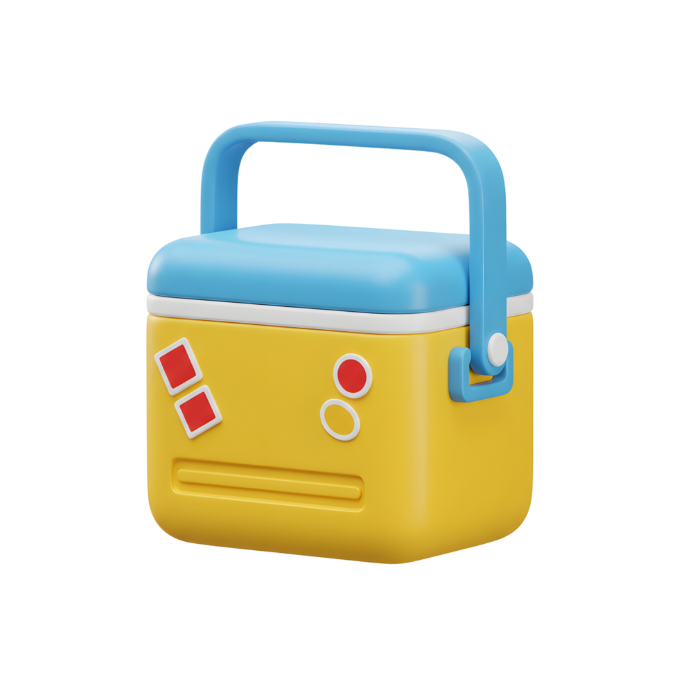 Isolated Cooler Box Illustration with Handle Ready for Picnic png