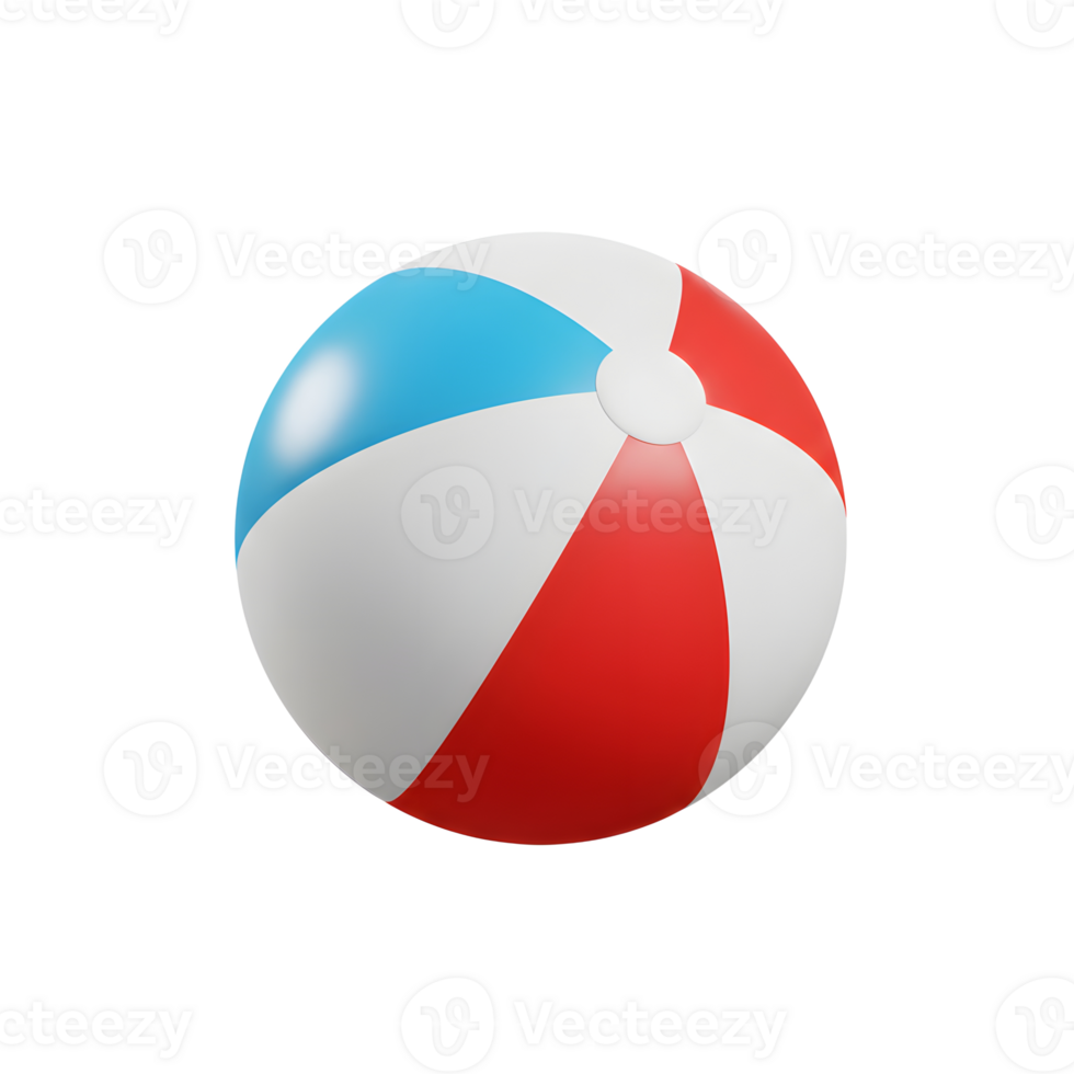 Isolated Beach Ball with Red White and Blue Color Pattern png
