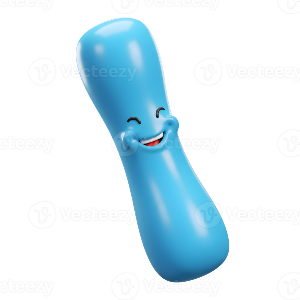 Smiling Blue Character Floating Against White Background with Happy Expression png
