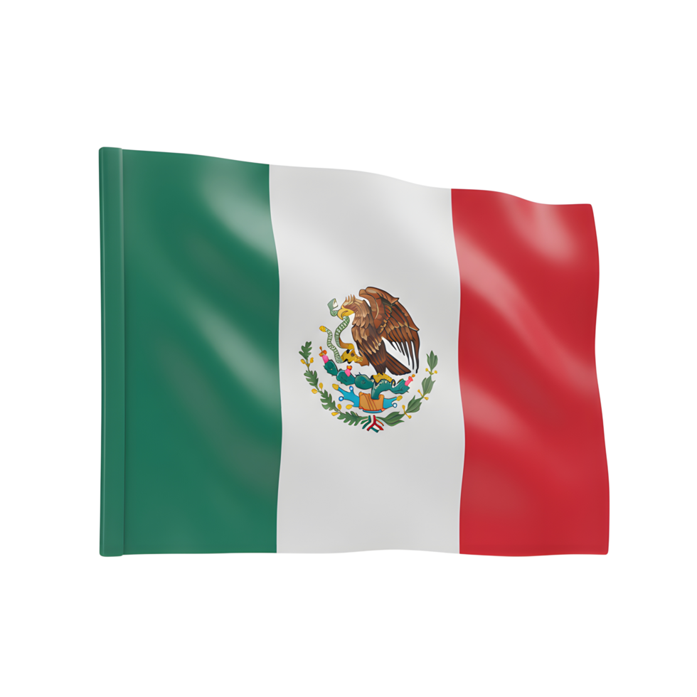Waving Tricolor National Flag Depicting an Eagle Holding a Snake png