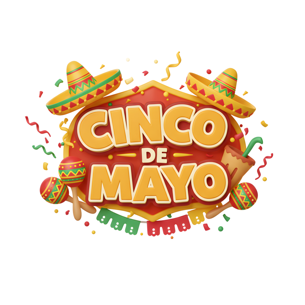 Celebrating May Fifth with Maracas, Sombreros and Festive Decorations png
