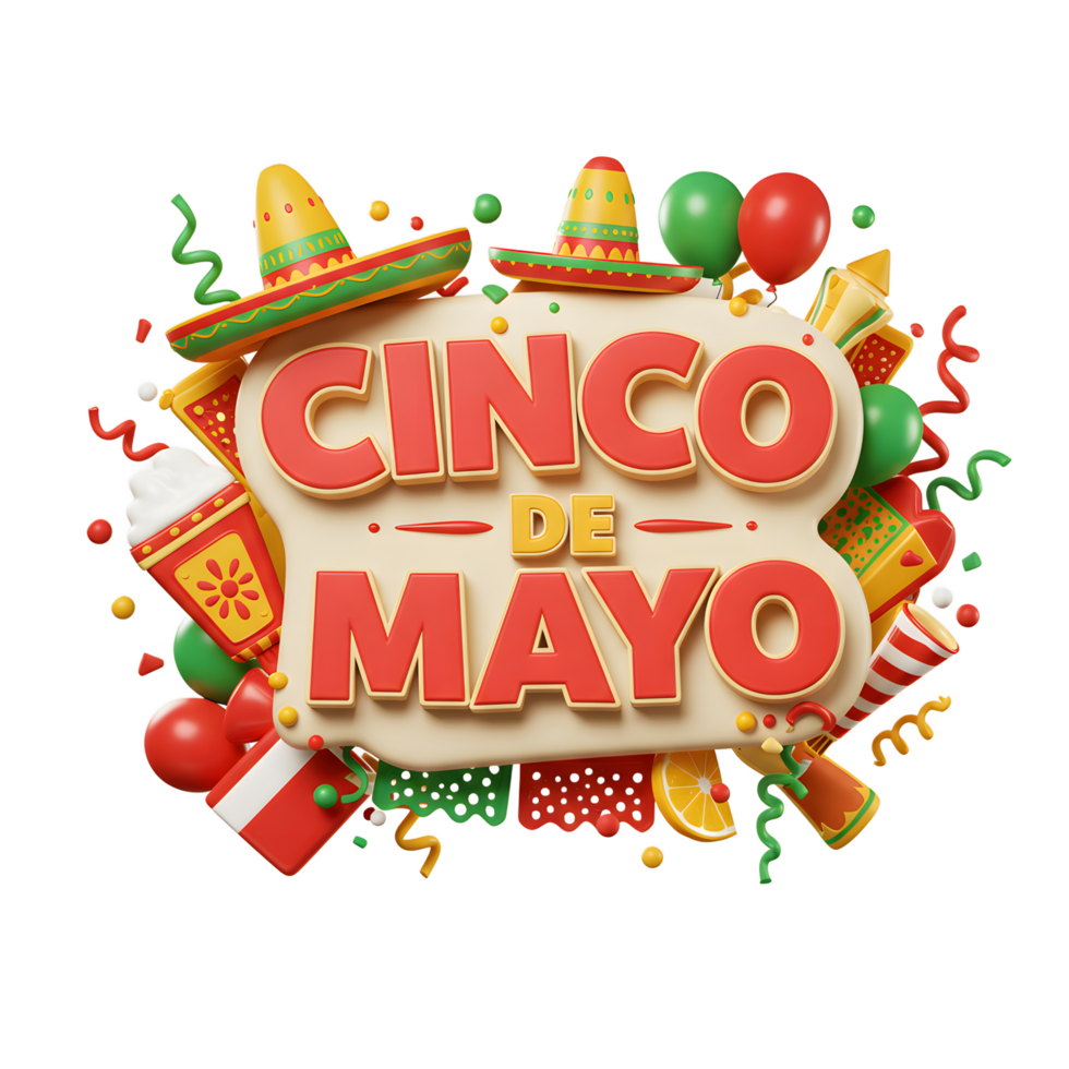 Celebrating Cinco de Mayo with Festive Decorations and Party Elements png