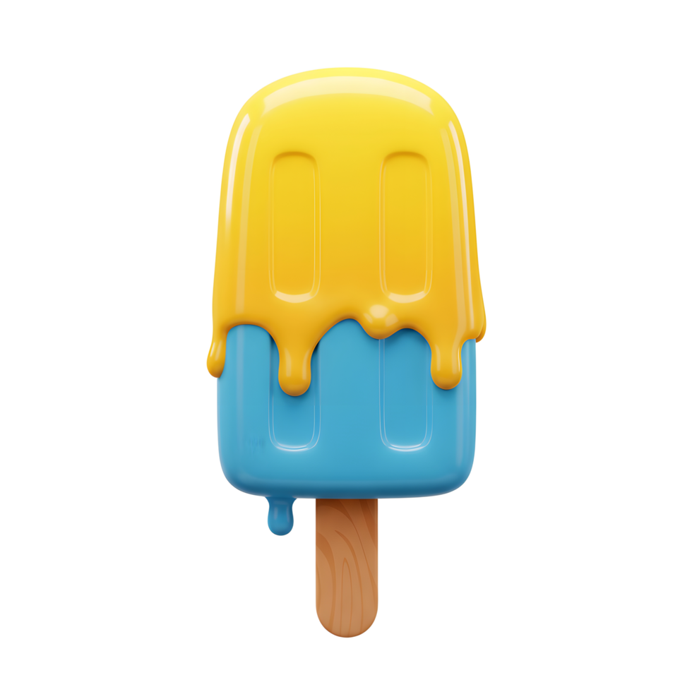 Melting Ice Cream Bar on a Stick with Yellow and Blue png
